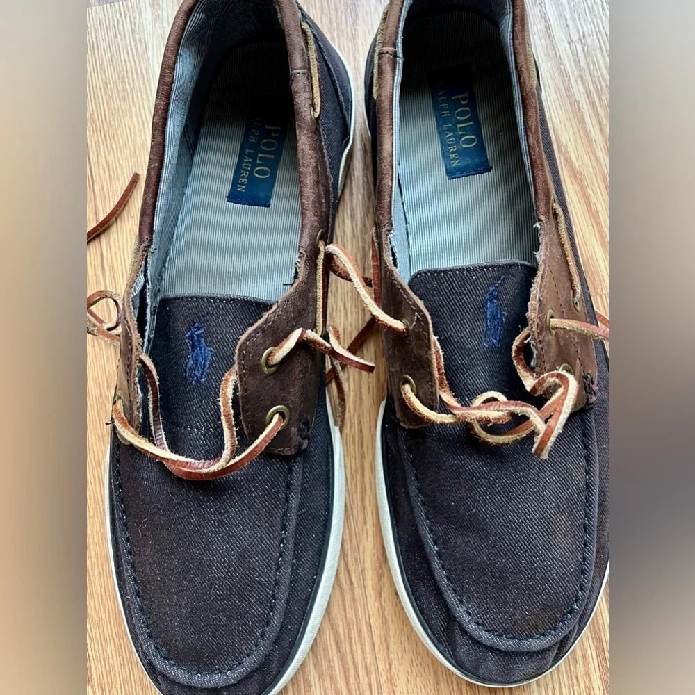 Ralph Lauren Polo Rylander boat shoes canvas/leather mens size 11.5 D